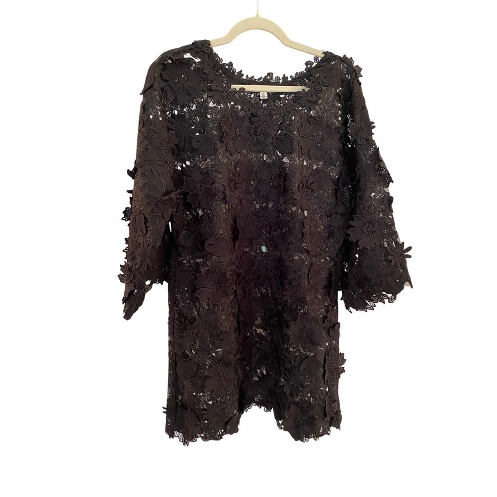 Stellah 3d floral Lace Mini dress, Small Oversized, Black, 250$